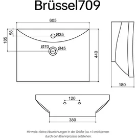 mai & mai Brüssel Aufsatzwaschbecken 60 x 44 cm