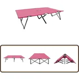 Doppelliege Klappbar Rosa Stahl - Doppelliege - Klappliege - Campingbett - Sonnenschirm - Gartenmöbel