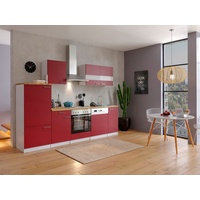 Respekta Küche Küchenzeile Küchenblock Einbauküche Weiß Rot Malia 280 cm Respekta