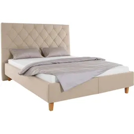 Home Affaire Polsterbett HOME AFFAIRE "Sunley 140", beige, B:203cm L:210cm, Struktur (100% Polyester);Samtstoff (100% Polyester), Betten, Polsterbett, Kreuzsteppung, Kopfteilhöhe 142 cm, ohne oder mit Matratze/Lattenrost