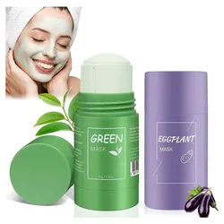 AONAT 2 Stück Grüner Tee Maske,Green Mask Stick,Grüntee Purifying Clay Grüntee Maske Ölkontrolle