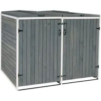 Mendler XL 2er-/4er-Mülltonnenverkleidung HWC-H74, Mülltonnenbox, erweiterbar 126x158x98cm Holz MVG
