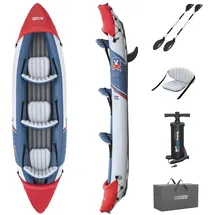 BESTWAY Hydro Force Kajak-Set Rapid X3 381 x 100 x 44 cm, 3 Erwachsene, 280 kg, Inflata-Shield Pro-Material, 3 Luftkammern, 2 abnehmb Finnen, GS-zertifiziert, Paddel, Doppelhubkolbenpumpe, Tragetasche