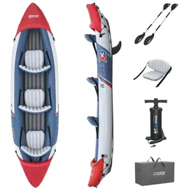 BESTWAY Hydro Force Kajak-Set Rapid X3 381 x 100 x 44 cm, 3 Erwachsene, 280 kg, Inflata-Shield Pro-Material, 3 Luftkammern, 2 abnehmb Finnen, GS-zertifiziert, Paddel, Doppelhubkolbenpumpe, Tragetasche