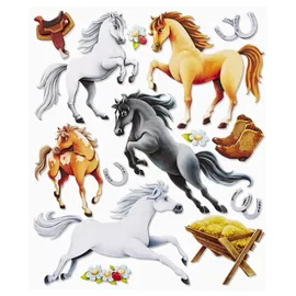 HobbyFun 3D-Sticker Pferde II 30x30cm 14 Teile