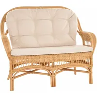 Krines Home Sitzbank Wintergarten 2er Bank Hohe Rückenlehne Rattanbank Zweisitzer Rattan, Sofa Wintergartenbank Rattansofa weiß