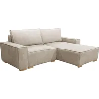 MEBLE-LUX - Ecksofa Cord mit Schlaffunktion und Bettkasten Sven I Cord Sofa L Form 235cm Breit I Eckcouch Cord mit Schlaffunktion I Federkern I Rechte Ottomane Sofa Beige