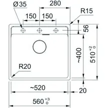 Franke Maris MRG 610-52 A links Einbaubecken granit schwarz + Excenterbetätigung 0 x 0 mm