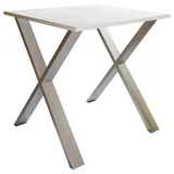 VCM Esstisch Xona weiß quadratisch, U-Fuß silber, 80,0 x 80,0 x 76,0 cm