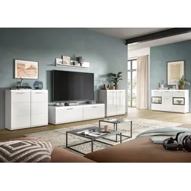 Home Affaire Wohnwand HOME AFFAIRE "FLORENZ, 4-teilige Wohn-Kombination, hochwertige MDF-Front", weiß (weiß hochglanz tiefzieh), B:350cm H:160cm T:41cm, Holzwerkstoff, Kastenmöbel-Sets, Wohnwand, Wohn-Kombination, Wohnzimmer-Möbel, Wohnzimmer,Kombination, Kombi