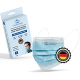 Charlemain 10x OP Masken, Made in Germany, EN 14683 Typ IIR, Medizinischer Mund-Nasen-Schutz, BFE >99,9% 3-lagig, Latexfrei, MNS, Einweg-Gesichtsmasken - Blau