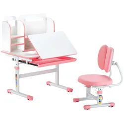VEVOR Schreibtisch Kinder Kinderschreibtisch Bücherregal Höhenverstellbar Pink