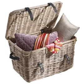 Hofmann Living And More Organizer Truhe Kubu-Rattankorb Aufbewahrungskorb zum Aufklappen 60 x 40 x 38 cm braun