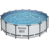 BESTWAY Steel Pro Max Frame Pool Set 488 x 122 cm lichtgrau inkl. Filterpumpe + Zubehör