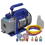 vidaXL Vakuumpumpe Einstufig mit 2-Wege-Verteiler-Manometer Set