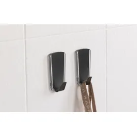 Metaltex pullCLEAN Inox Klebehaken, trapezförmig 2 Stück, schwarz