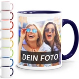 Moonworks® Fototasse, Tasse mit Foto und Text selbst gestalten, personalisierte Geschenke, Fotogeschenke navy unisize