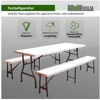 Trutzholm Bierzeltgarnitur 3 teilig Weiß Festzeltgarnitur 180x75cm klappbar Gartenmöbel...