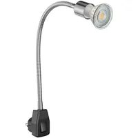 Ledscom.de Steckdosenlampe LESCH Leselampe Schwanenhals, chrom/schwarz, inkl. GU10 LED
