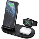 Aukey LC-A3-Bla Aircore Series 3-in-1 Wireless Charging Dock (Kabellose Qi Ladestation)