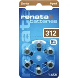 RENATA AIR 312 - Hörgerätebatterie, Zink-Luft, 7,9 x 3,6 mm, Aid 312, 6er-Pack