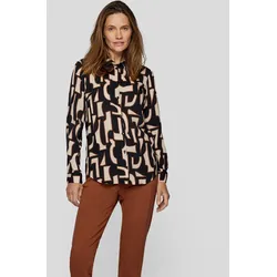 Klassische Bluse RABE "Bluse", Damen, Gr. 40, schwarz, 100%Viskose, gemustert, feminin, gerade, Langarm, Blusen