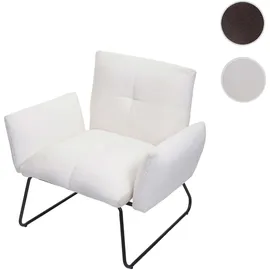 Mendler Lounge-Sessel HWC-K34 Bouclé 87 x 79 x 70 cm Weiß mit Rollen