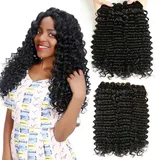 Deep Wave Human Hair Bundles Menschliches Haar Brasilianisches Echthaar Tressen Locken Deep Curly Weave Bundles Human Hair Brazilian Virgin Hair 3 Bundles Total 300g 20 22 24 Inch