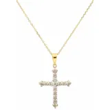 FIRETTI Kreuzkette "Schmuck Geschenk Halsschmuck Halskette Silberkette Kreuz", silber (silber, 925, goldfarben), Halsketten, Damen, Diamanten Silber 925 (Sterlingsilber), L: 45 B: 0,65mm, Diamanten, Silber 925 (Sterlingsilber), Kreuzkette, mit Diamanten, B:0,65mm