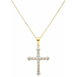 FIRETTI Kreuzkette "Schmuck Geschenk Halsschmuck Halskette Silberkette Kreuz", silber (silber, 925, goldfarben), Halsketten, Damen, Diamanten Silber 925 (Sterlingsilber), L: 45 B: 0,65mm, Diamanten, Silber 925 (Sterlingsilber), Kreuzkette, mit Diamanten, B:0,65mm