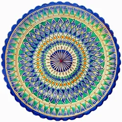 4BIG.fun Rishtan Lagan Ø42 cm Orientalischer Ljagan Keramik Plate Handarbeit Servierplate