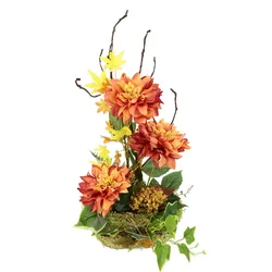 I.GE.A. Kunstblume »Dahlien-Arrangement in Pflanzschale Gesteck aus künstlichen Blumen«, Herbstgesteck Künstliche Dekorationen Herbst Blumendekoration I.GE.A. orange