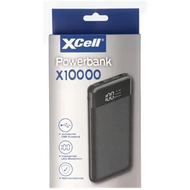 XCell Powerbank X10000 mit 10.000mAh Kapazität, schlankes Design, LED-Display, zweifacher USB-Ausgang, USB-C Ladeport