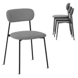 Lestarain Konferenzstühle Stapelbar, Esszimmerstühle 4er Set, Konferenzstühle Stapelbar, Küchenstühle, Polsterstuhl, Schminktisch Stuhl, für Esszimmer Küche Wohnzimmer, Metallbeine, Leinensitz, Grau