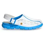 Abeba 37312 ESD Arbeitsschuhe Dynamic Clogs weiß blau mit ESD-Kennzeichnung in Größe 37,