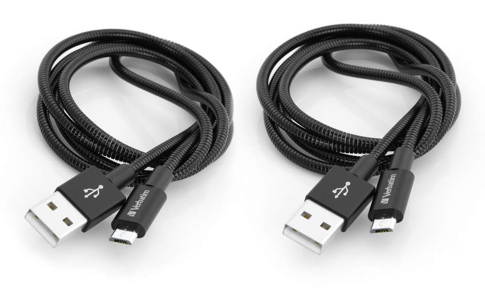 Verbatim Lightning USB Ladekabel, 2er Pack schwarz,2x 100 cm, robustes Ladekabel mit Knickschutz für iPhone Modelle, Lightning Kabel, USB Ladegerät, Handyladekabel