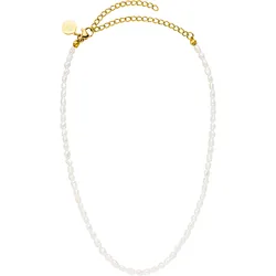 Perlenkette PURELEI "Schmuck Geschenk Enchant, 22292-Necklace-Enchant-Gold", gold (gelbgoldfarben, weiß), Halsketten, Damen, Edelstahl-Perlen, L: 40cm, Edelstahl, Perlen, mit Süßwasserzuchtperle