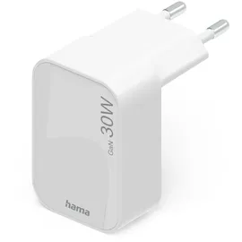 Hama Schnellladegerät GaN 30W 2X USB-C faltbar Weiß