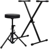 vidaXL Keyboardständer und Hocker Set Schwarz