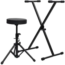 vidaXL Keyboardständer und Hocker Set Schwarz