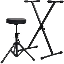 vidaXL Keyboardständer und Hocker Set Schwarz