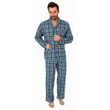 normann Flanell Pyjama Schlafanzug zum durchknöpfen - 38284 in marine | Gr.: 54