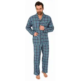 normann Flanell Pyjama Schlafanzug zum durchknöpfen - 38284 in marine | Gr.: 54