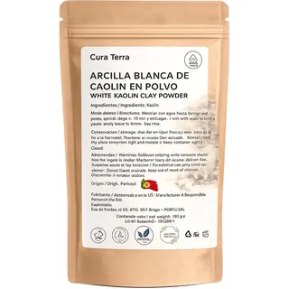 Weißer Tonerde, 100 % natürlich, aus Portugal, kosmetisches Pulver für Gesichtsmasken, Hautpflege und natürliche Schönheit, 100 g