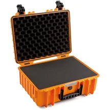 B&W International Mehrzweckkoffer Outdoor 5000 (PP.221) Orange - mit Würfelschaum - wasserdicht (IP67), staubdicht, schlagfest, extrem robust