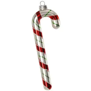 Christbaumschmuck Glas 16cm Zuckerstange mundgeblasen handbemalt Candy Cane Weihnachtskugeln rot