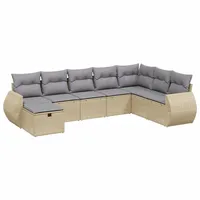VidaXL 8-tlg. Garten-Sofagarnitur mit Kissen Beige Poly Rattan -