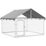 vidaXL Outdoor-Hundezwinger mit Dach 200 x 200 x 150 cm Stahl Silber