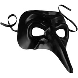 dressforfun 900890 Venezianische Maske mit langer Nase, Unisex Schnabelmaske, einfarbige Augenmaske für Maskenball Party Fasching Karneval Halloween - diverse Farben - (schwarz | Nr. 303554)