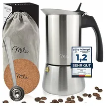 MILU Espressokocher 200 ml 4 Tassen Silber